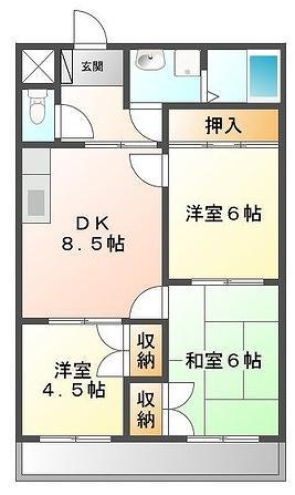 合川ビレッジI(3LDK/1階)の間取り写真