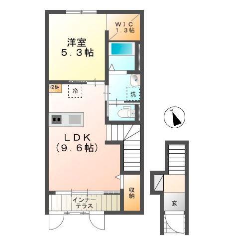ルミエール横塚(1LDK/2階)の間取り写真