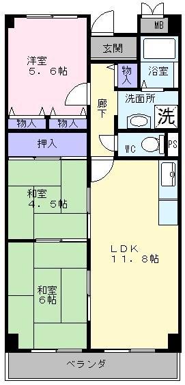 FRIENDS SHIP 高石(3LDK/6階)の間取り写真