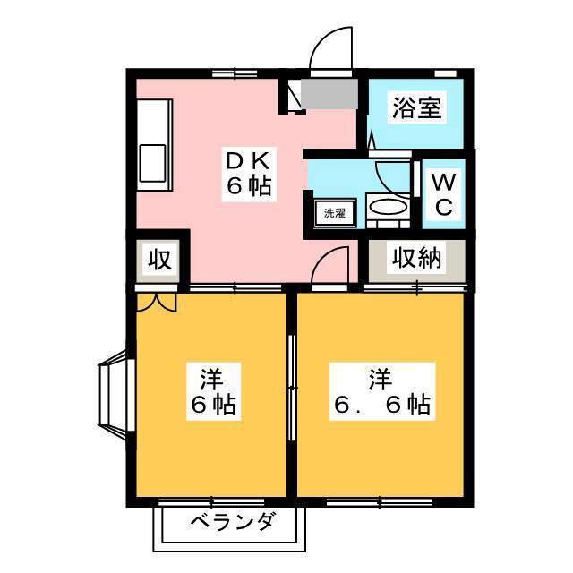 フレグランスハイム(2DK/2階)の間取り写真