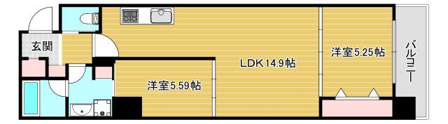 GLAM STELLA松屋町(1SLDK/6階)の間取り写真