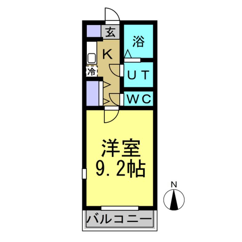 ルミナス常滑(1K/2階)の間取り写真