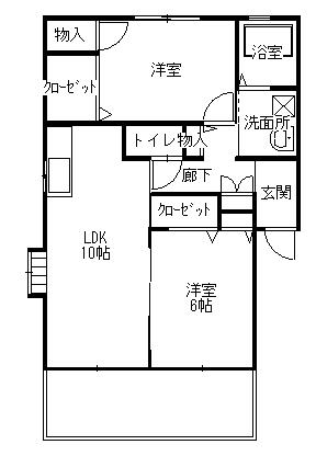 コーポヘイキチB201(2LDK/2階)の間取り写真