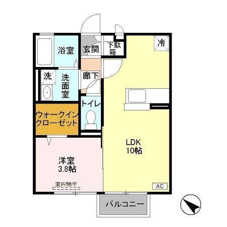 フラットフォンテーヌ(1LDK/1階)の間取り写真