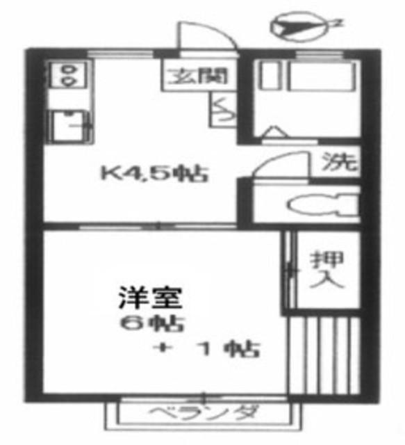 ピアヒルズ(1K/2階)の間取り写真
