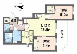 LUMITOILE 久宝寺(2LDK/1階)の間取り写真