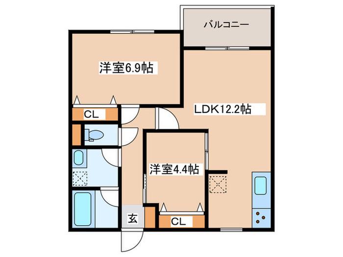 アニバーサリー由比ケ浜(2LDK/1階)の間取り写真