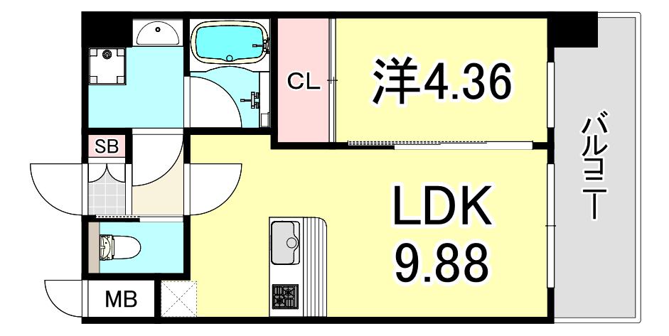 プレジオ塚本ASIAN(1LDK/10階)の間取り写真
