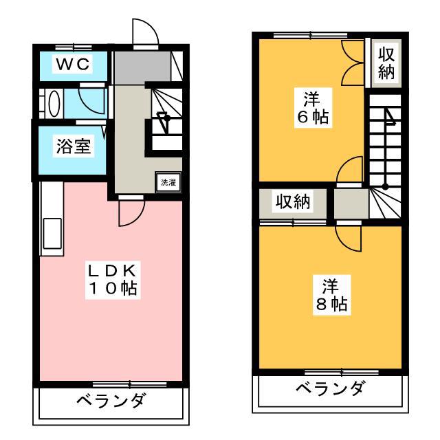Rハウス仏生寺(2LDK/2階)の間取り写真