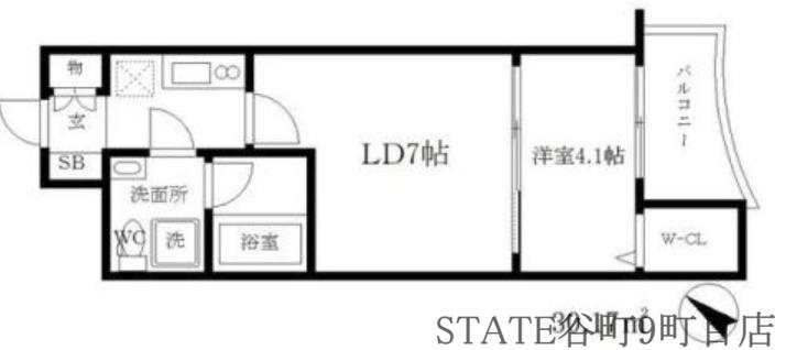 ミュプレ北浜イースト(1DK/13階)の間取り写真