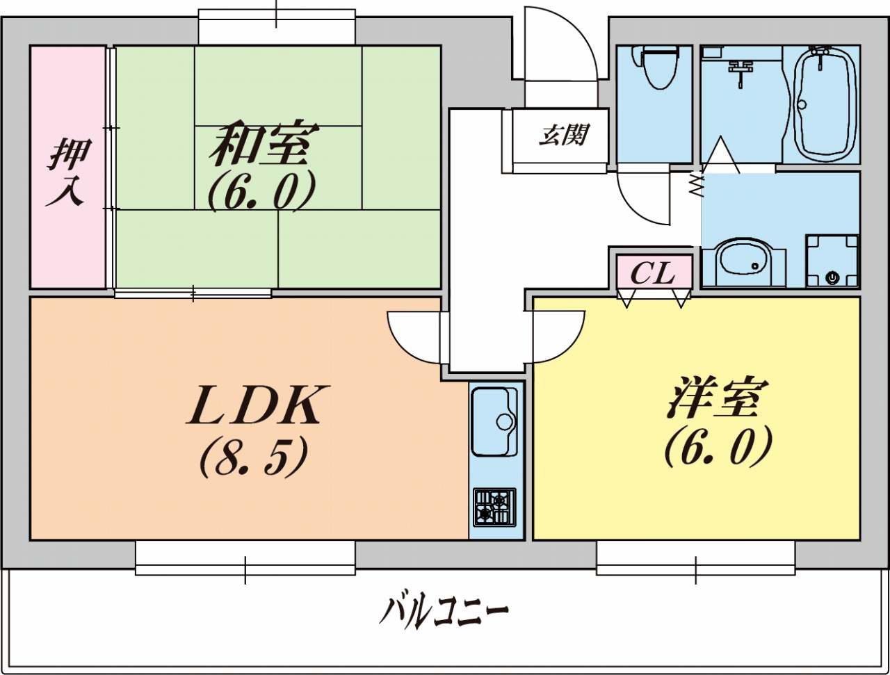 アイマンション長尾(2LDK/3階)の間取り写真