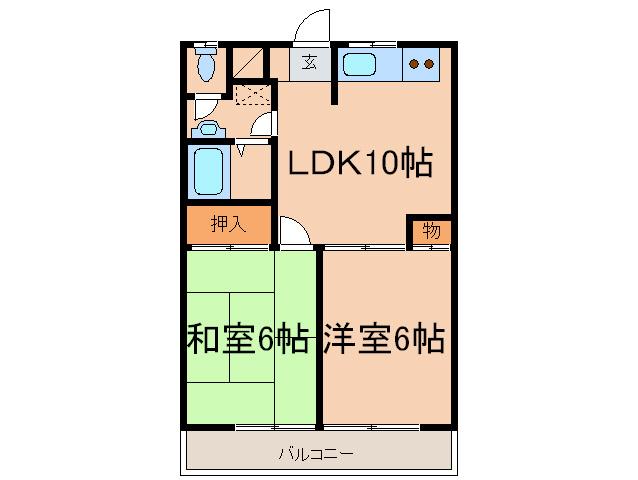 グリーンヒル成城(2LDK/3階)の間取り写真