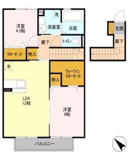 アンジュール芝山(2LDK/2階)の間取り写真
