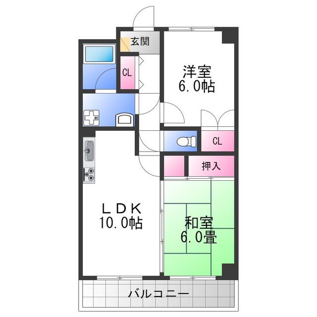 マジョール松崎町(2LDK/1階)の間取り写真