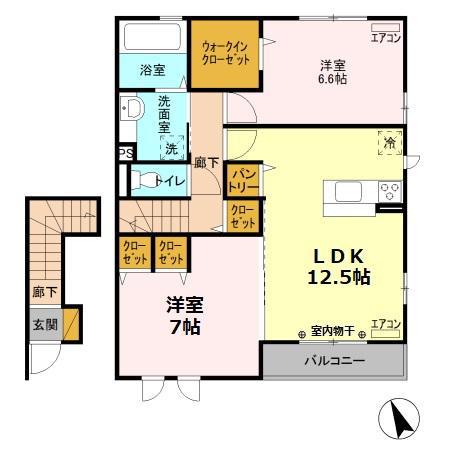 ハフハイフィールド C(2LDK/2階)の間取り写真