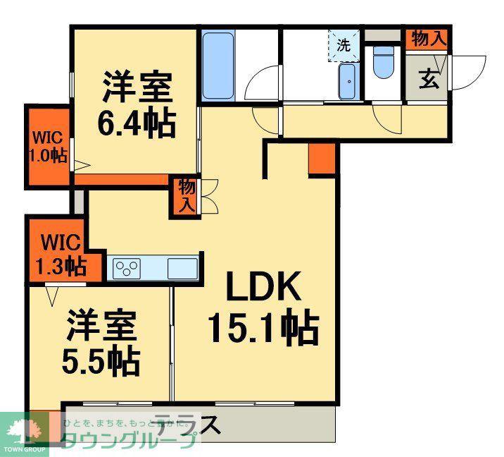 ベルジュ柏旭町(2LDK/1階)の間取り写真