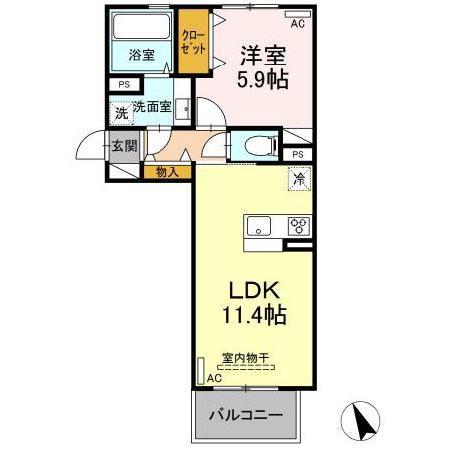 GLANZ.KI(1LDK/1階)の間取り写真