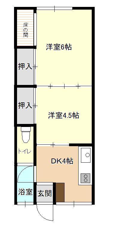 鶴崎プラザ2(2K/1階)の間取り写真