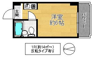 レア・レア放出21番館(ワンルーム/2階)の間取り写真
