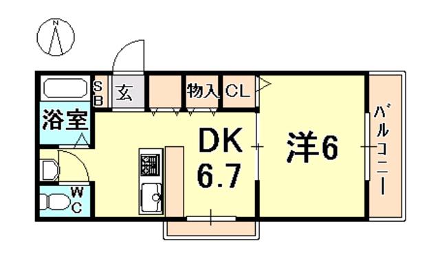 ハイローム北昭和Ⅲ(1DK/1階)の間取り写真