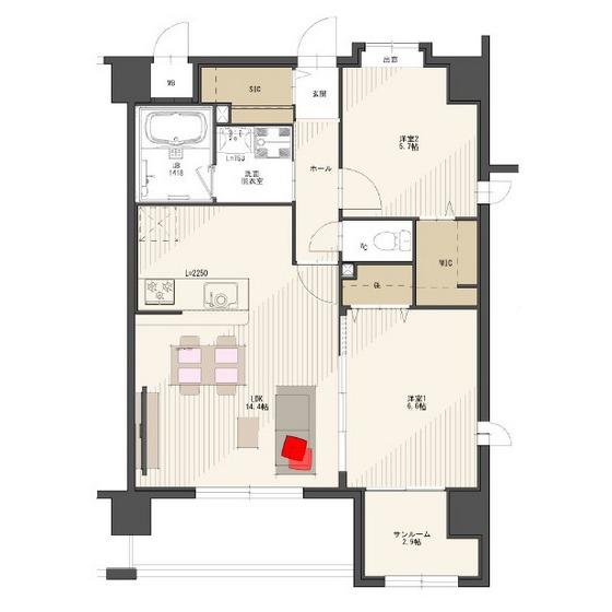 OAK VILLA 桜並木(2LDK/4階)の間取り写真
