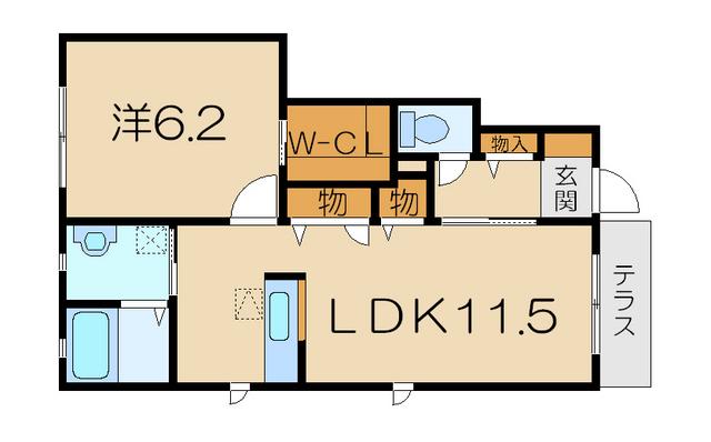 ワンウィルAB(1LDK/1階)の間取り写真