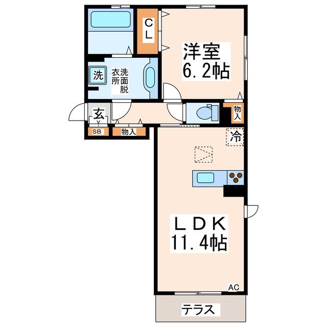 ニューロイヤル(1LDK/1階)の間取り写真