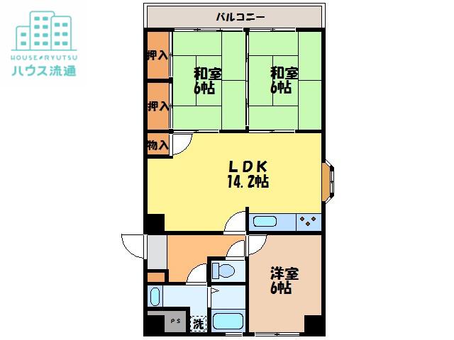 サンロード富士(3LDK/2階)の間取り写真