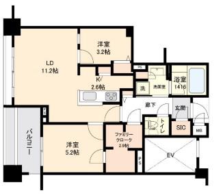 プロスペクト森下 のあち(1LDK/2階)の間取り写真