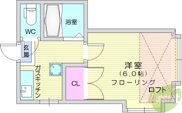ホワイトキャッスル21番館(1K/1階)の間取り写真