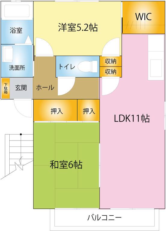 ベル・ヴィル A棟(2LDK/2階)の間取り写真