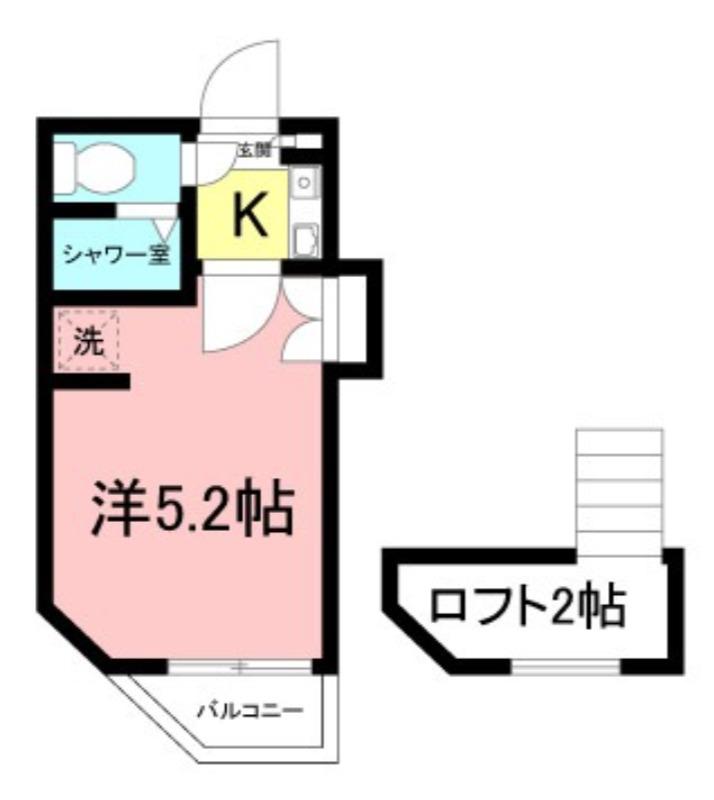 NOZU稲城B棟(1K/2階)の間取り写真