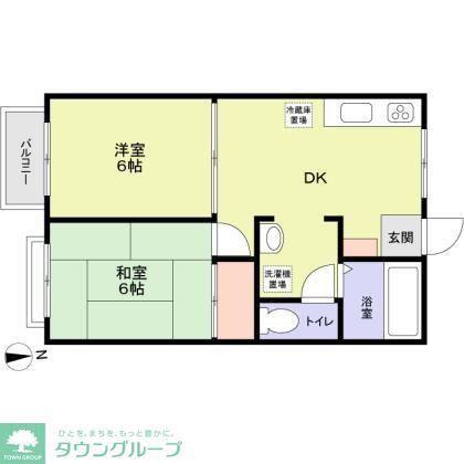 ビラネプチューンB棟(2DK/1階)の間取り写真