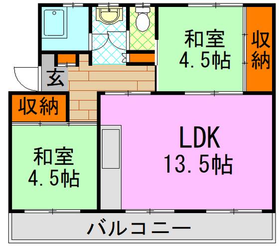 MHポート(2LDK/4階)の間取り写真