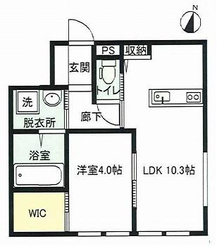 インテグラル ルミエール三島(1LDK/2階)の間取り写真