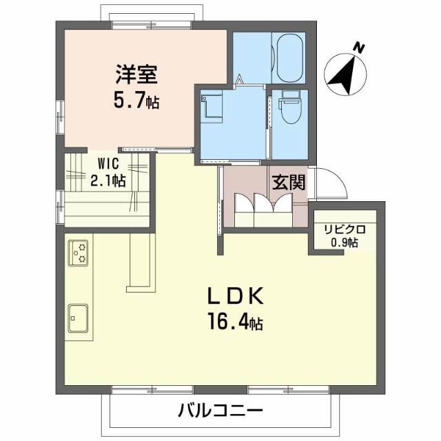 アメニティタウンE(1LDK/2階)の間取り写真