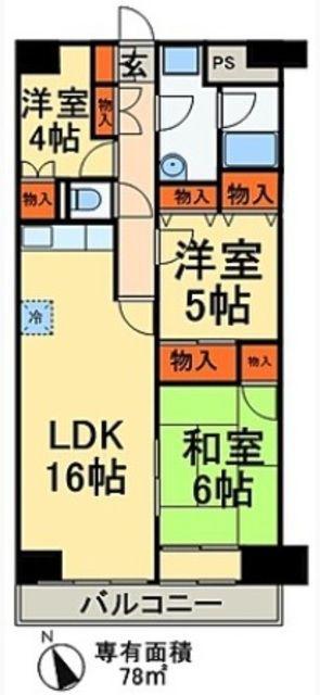 シラカワパレス(3LDK/5階)の間取り写真