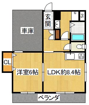 マイハビテーション寺本II(1DK/1階)の間取り写真