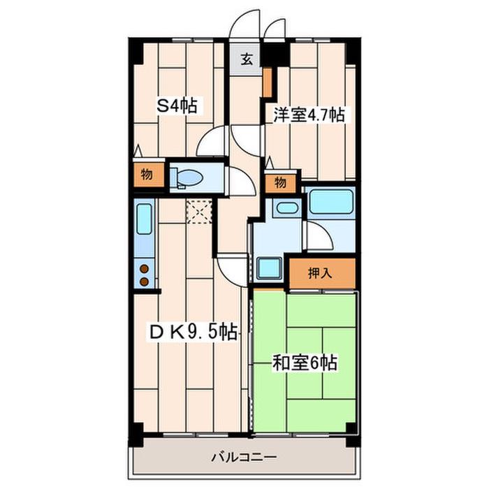 グランドール井上(2SDK/1階)の間取り写真
