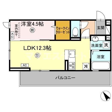 TORISIA新八代(1LDK/2階)の間取り写真