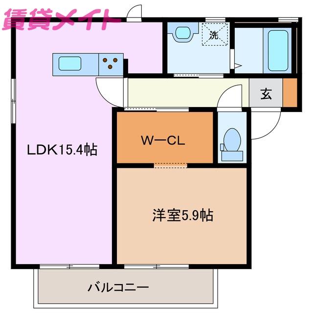 エスペランサII(1LDK/1階)の間取り写真