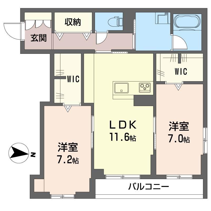 リックス エクラージュ(1LDK/2階)の間取り写真