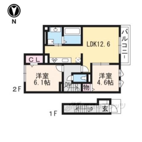 カーサフェリーチェⅡ(2LDK/2階)の間取り写真