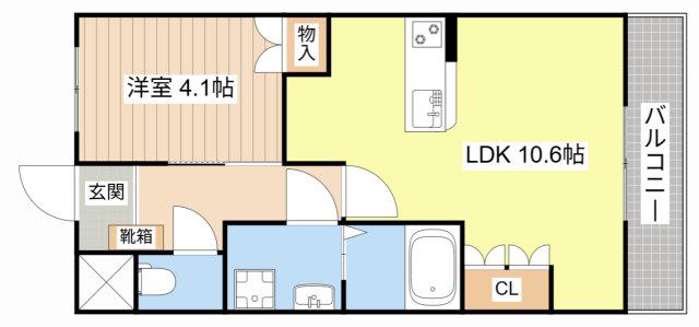 フォルティア(1LDK/2階)の間取り写真