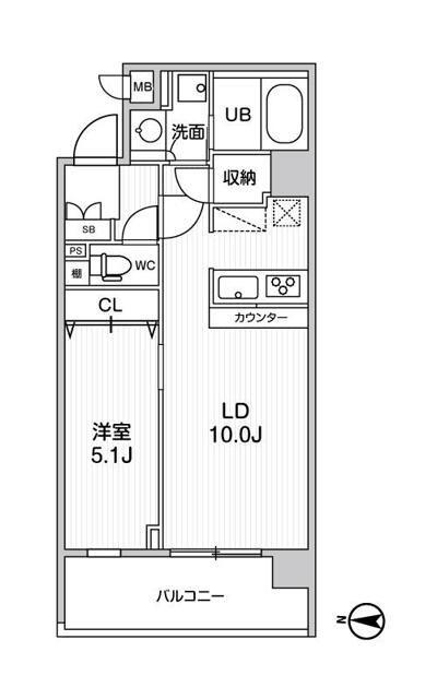 ALTERNA菊川II(1LDK/2階)の間取り写真