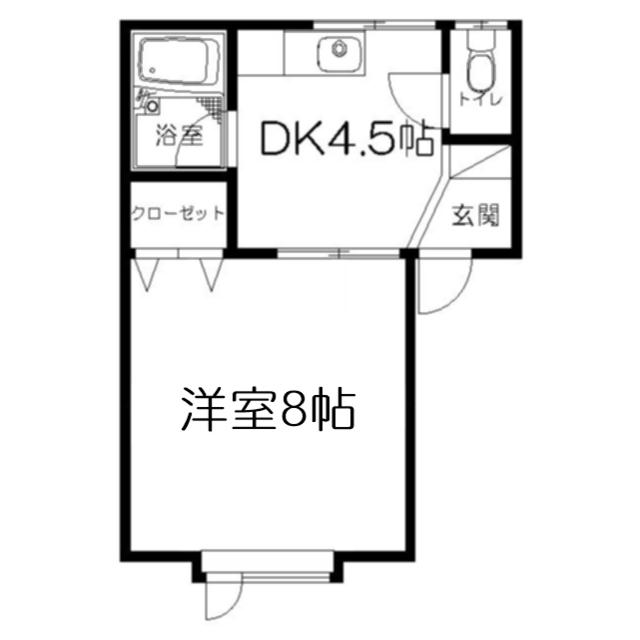 イーグルハイツB(1K/1階)の間取り写真