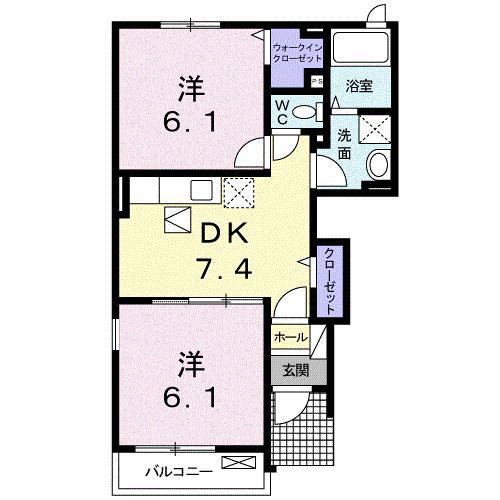 穂積II(2DK/1階)の間取り写真