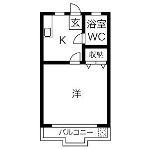 セレソローサA棟(ワンルーム/1階)の間取り写真