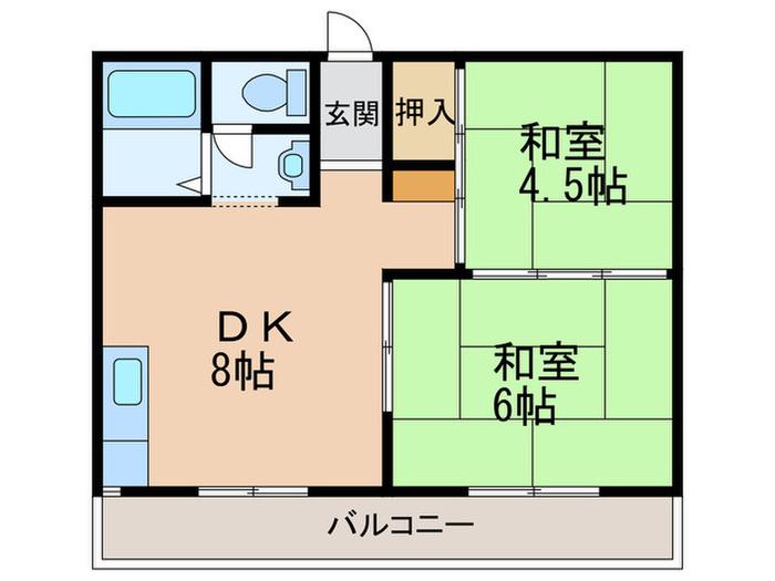 クレール西明石(2DK/3階)の間取り写真
