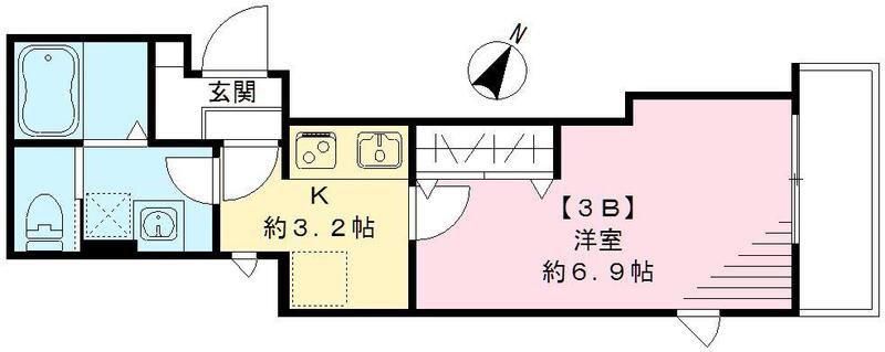 ソレイユ(1K/3階)の間取り写真